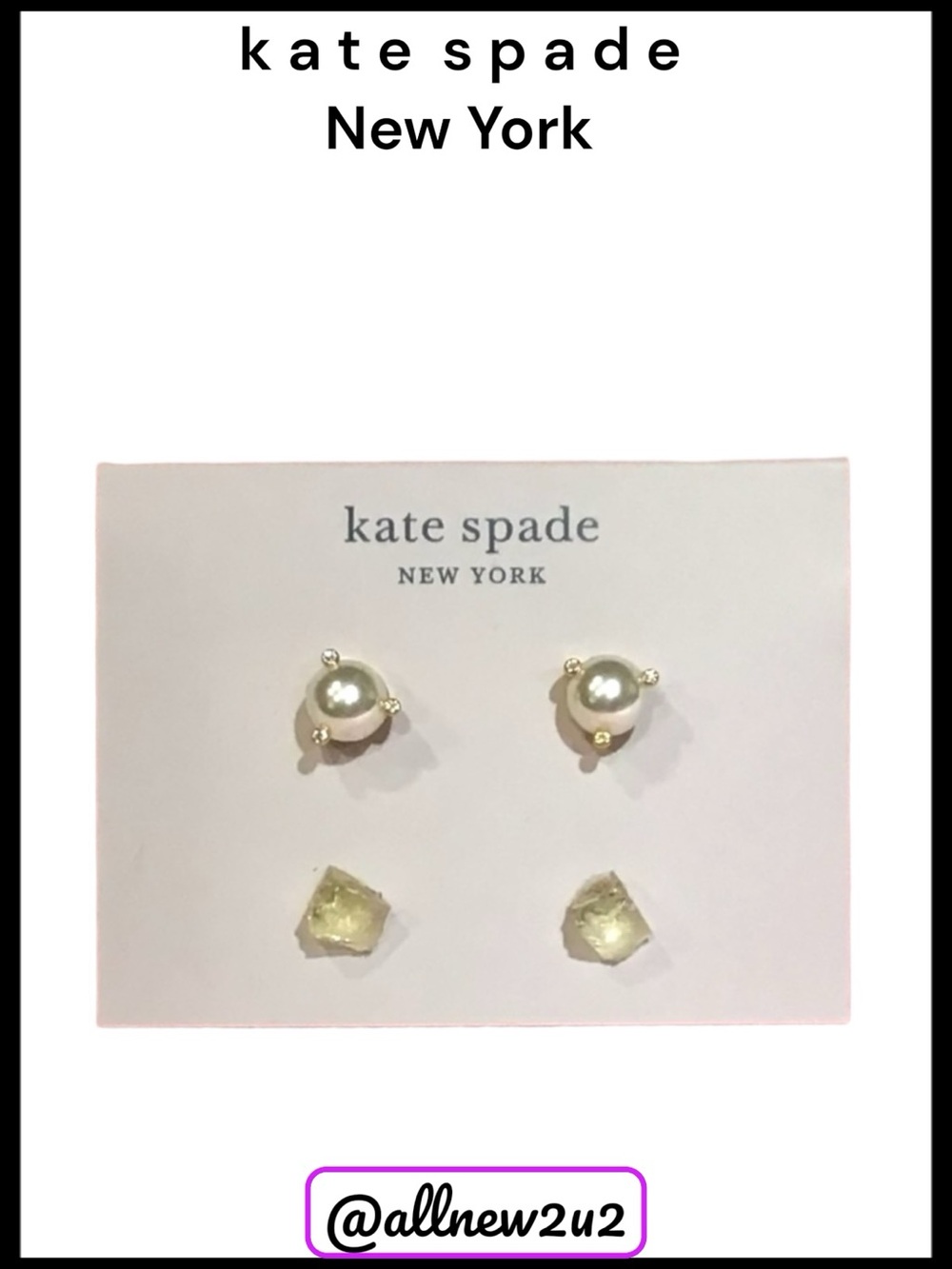 Kate Spade Rise and Shine 2 Earring Set Clear Crystal New with Tags Host Pick